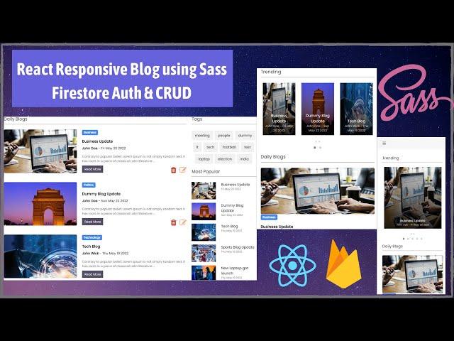 Build and Deploy Responsive Blog in React using Firestore | Firebase V9 | Email Auth | CRUD | Sass