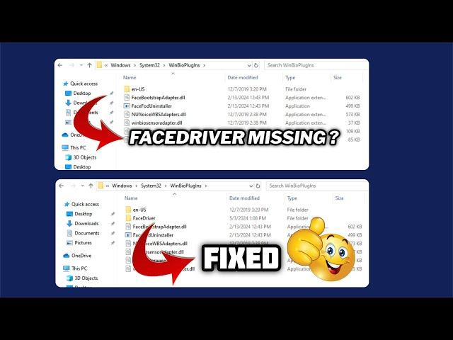 (FIXED) C:\Windows\System32\WinBioPlugIns\FaceDriver folder Missing | 2024
