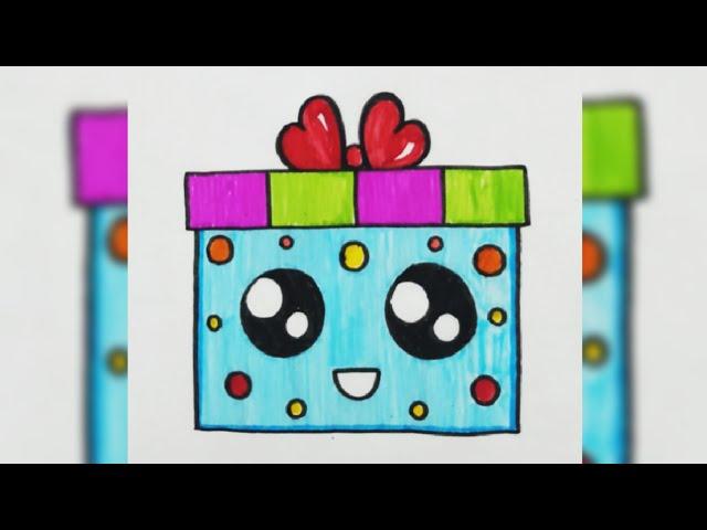 How To Draw A Gift BoxNew Year GiftsEasy Drawings #shorts #artwork #guuhdrawings #drawcutethings