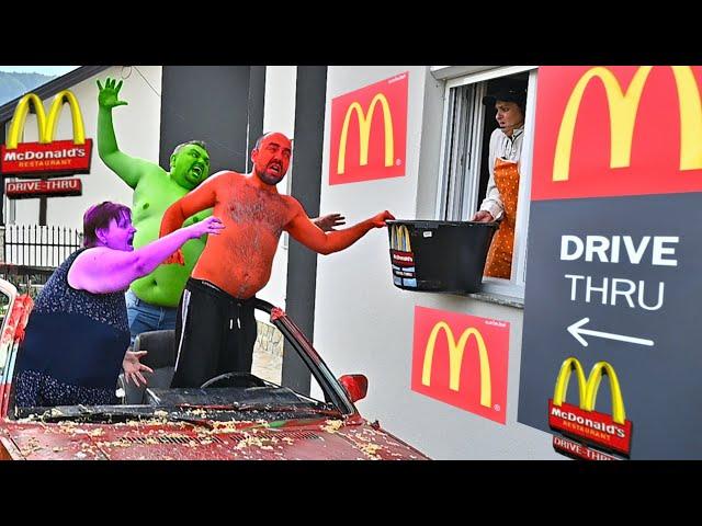 Team Hulk in McDonald's Drive Thru