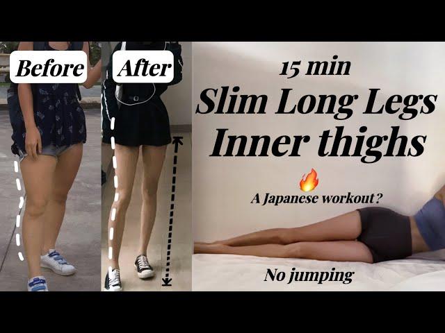 Slim Long legs & Inner thigh workoutJapanese routine, beginner exercise (15min,quiet,no equipment)