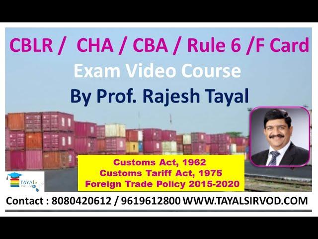 CBLR / CBA / CHA / Rule 6 / F card Exam Video Course by Prof. Rajesh Tayal