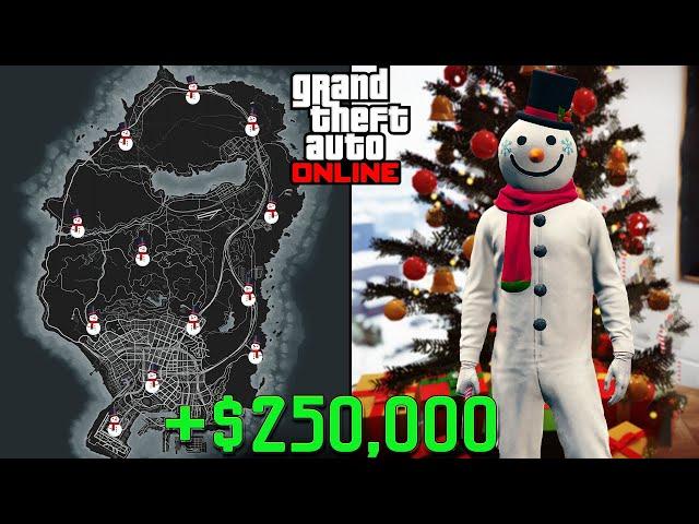 All 25 Snowman Locations | EASY $250,000 | GTA Online Christmas Treasure Hunt