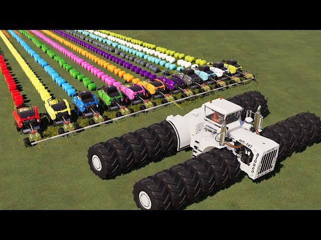 KING OF TRACTORS! 24 WHEELS BIG BUD vs 11 MACHINES | HAY BALING w/ MEGA TRACTORS! 11 in 1 FARM| FS19