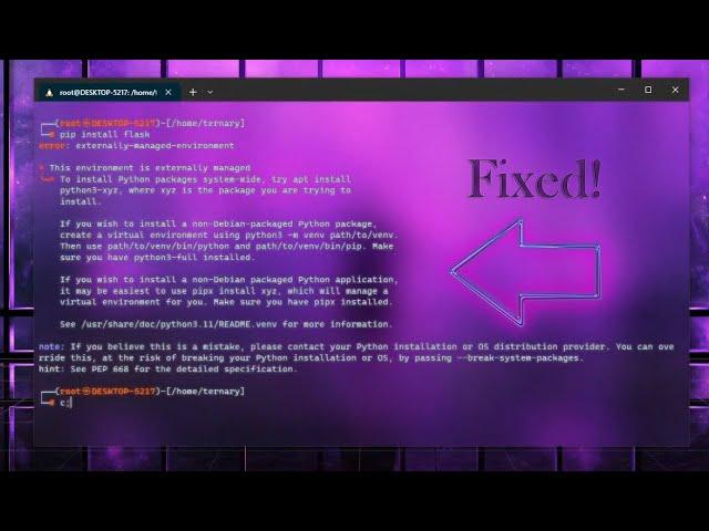Pip Error: Externally-Managed-Enviroment FIXED! | Quick & Simple fix to latest pip/python error