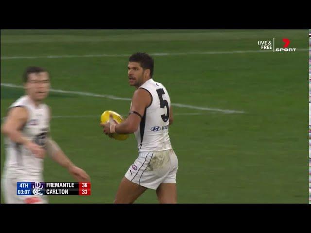 Clutch tackle by Sam Petrevski-Seton - Carlton Blues @ Fremantle Dockers - AFL Round 12 2020