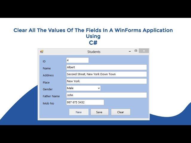 Clear the values of the fields (textboxes,comboboxes...etc) in a windows form using C#