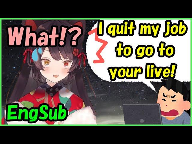 Inui Toko / Chat:"I quit my job to go to your live" Toko:"What!?"