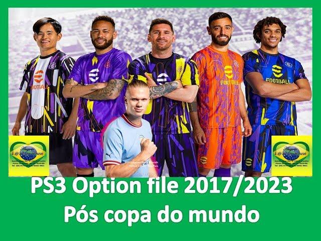 PS3 PES 2017/2023 Option file Atualizado para 2023 Pós copa do mundo