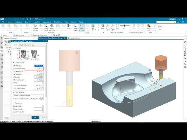 3-axis Guiding Curves Bull Nose Support in NX CAM