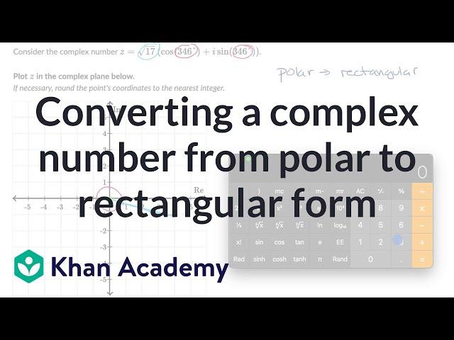 Converting a complex number from polar to rectangular form | Precalculus | Khan Academy