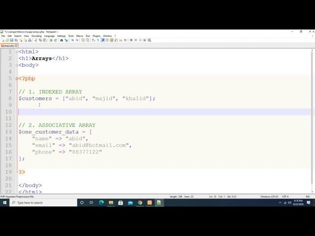 php/mysql: Chapter17: Indexed and associative arrays