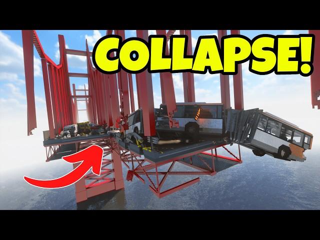 Collapsing Physics Bridge Pileup Car Crashes! - Teardown Gameplay