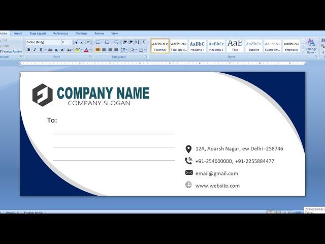 Easy Envelope Design in MS Word | How to Make Envelope in MS Word in Hindi | Envelope Templates