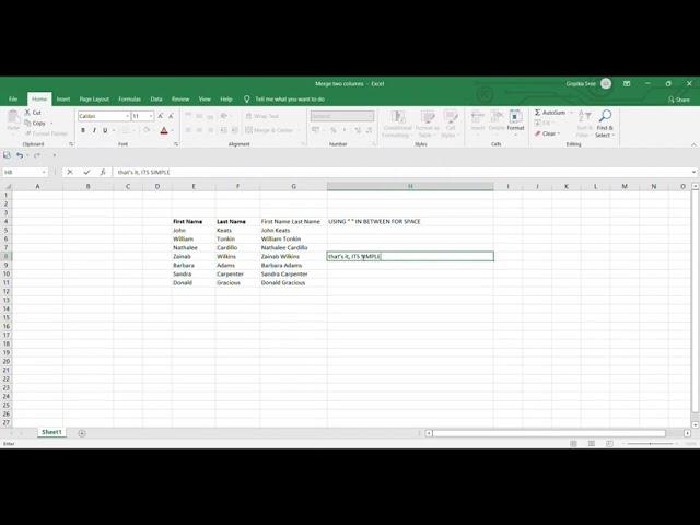 Merge Two Columns -Excel - Simple Way - Excel Tips