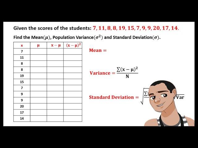 MEAN, VARIANCE, AND STANDARD DEVIATION FOR UNGROUPED DATA