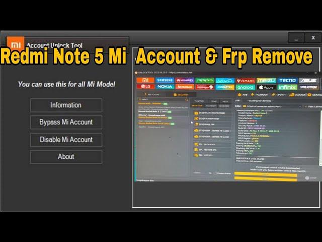 Redmi Note 5 | 5 Pro Mi Account & Frp Bypass By Unlock Tool