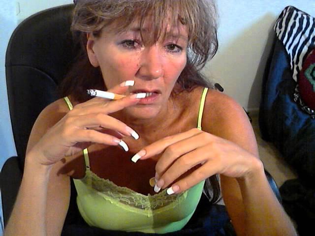 Smoking, long nails, french manicure