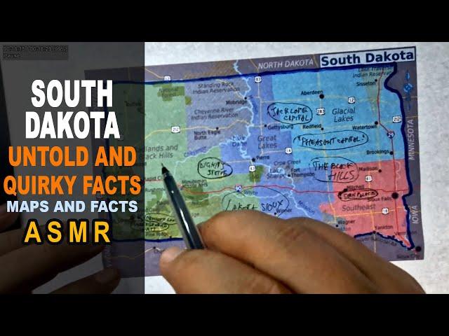 ASMR: SOUTH DAKOTA - The Untold and Quirky FACTS | Map outline with facts | ASMR maps and Facts