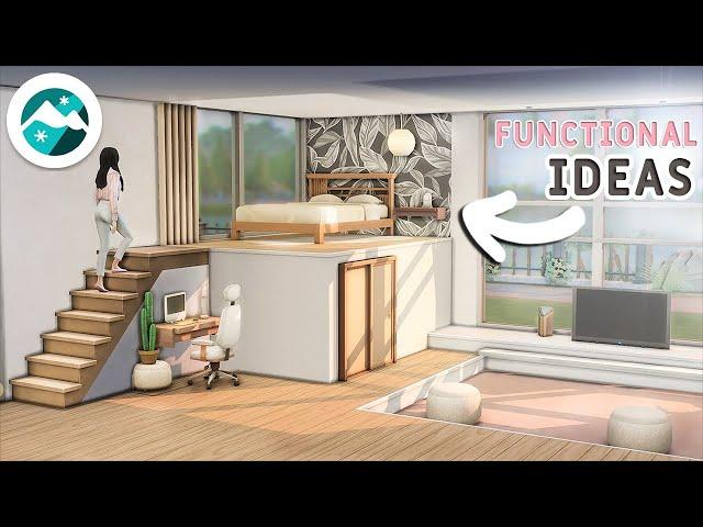 Tutorial Bedroom Ideas (Functional Platforms) | Snowy Escape & Base Game | No CC or Mods|  Sims 4