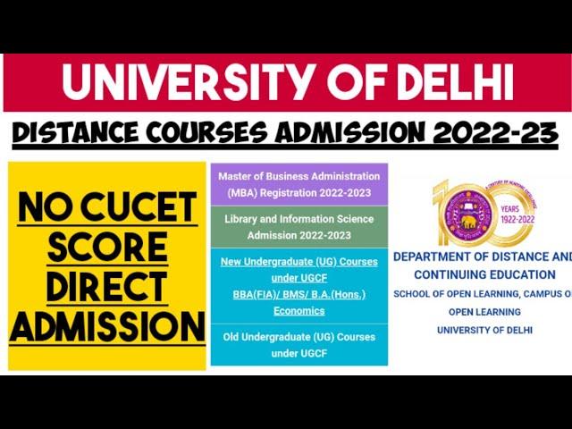 Delhi University Distance Education admission 2022-23, DU distance education