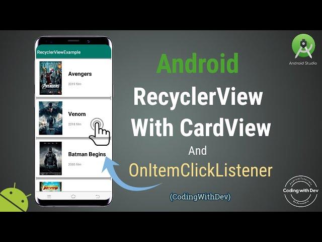 Android RecyclerView With CardView and OnItemClickListener Example | RecyclerView OnClickListener