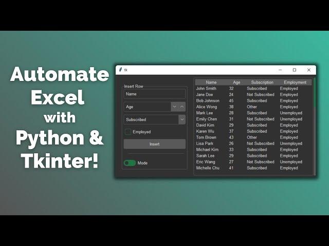 Python Excel App - Excel Viewer & Data Entry Form [Tkinter, openpyxl] Python GUI Project