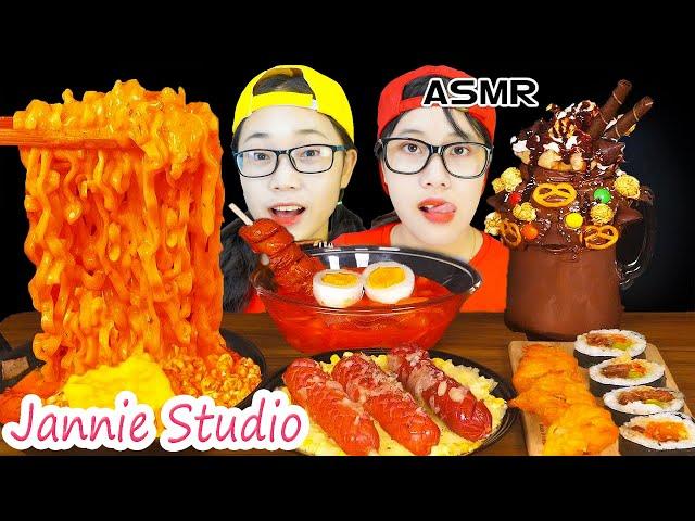 ASMR Grilled Beef Tripe, Tokbokki, Korean Noodles, Gimbap with Cookie Ice Blended | Jannie Studio