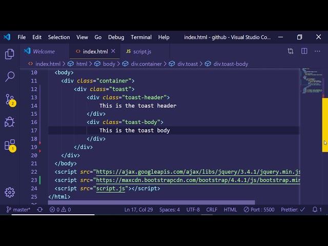 Bootstrap 4 Toast Crash Course | Create a Basic Toast Alert in Bootstrap 4