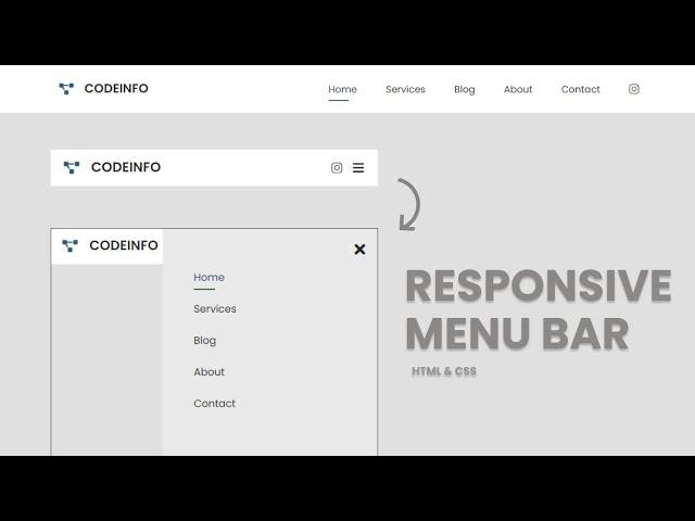 How to create Responsive Menu Bar with HTML and CSS | Make Responsive Navigation Bar using HTML CSS