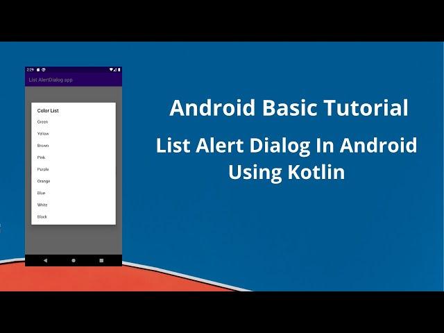 List Alert Dialog In Android Using Kotlin