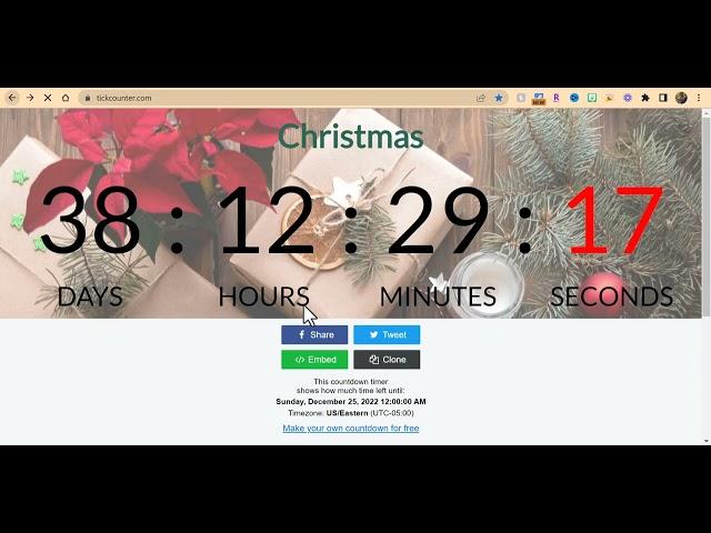 Create a countdown timer to share and/or display with others quickly and easily.