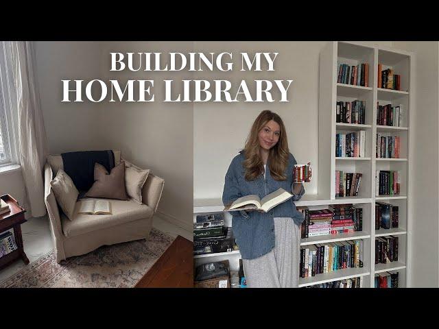 building my DREAM home library   [DIY IKEA built in bookcases]