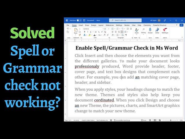 How to turn on spell check in Word | Grammar/Spell check not working in Ms Word [2022]