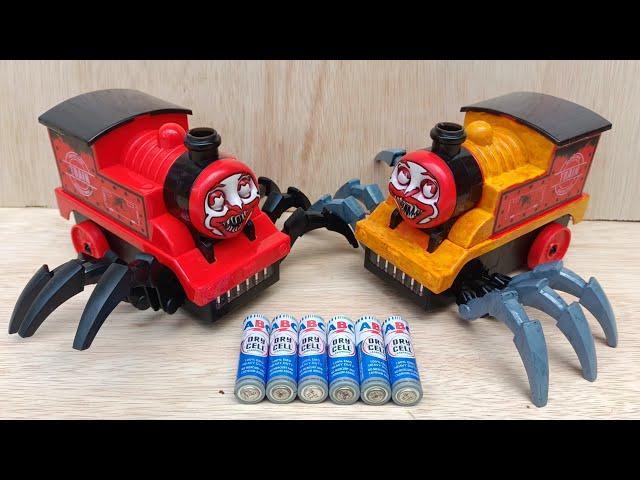 unboxing mainan kereta thomas hantu,thomas exe,train monster,kereta laba-laba kuning dan merah