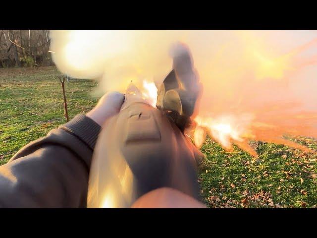 Brown Bess flintlock musket POV firing