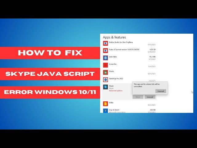 How To Fix Skype A Javascript Error Occurred In The Main Process Windows 10/11