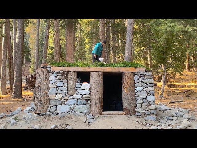 I Built a STONE & WOOD Survival Bushcraft Shelter Deep in a Wild Forest - FULL VIDEO