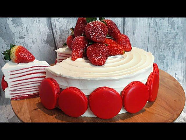 Deliciously Layered Red Velvet Crepe Cake 5 minutes Recipe || Easy Pancake easy Homemade recipe