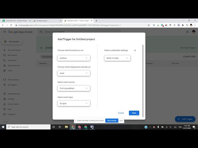 Google Sheets: Lock Row with Installable Trigger