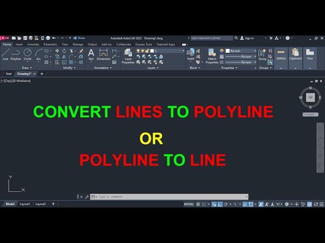 How to convert line to polyline in #autocad2023