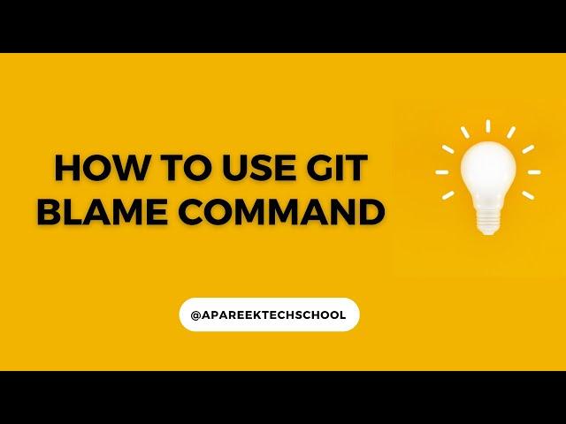 How to use Git Blame command