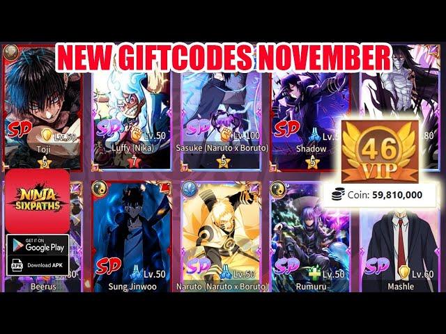 Ninja Six Paths & 3 New Giftcodes November - Free All SP Anime RPG Game