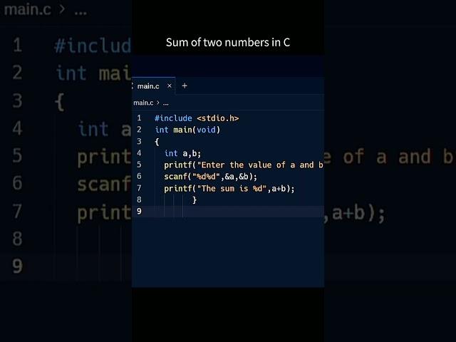 Sum of two numbers in C programming #coding