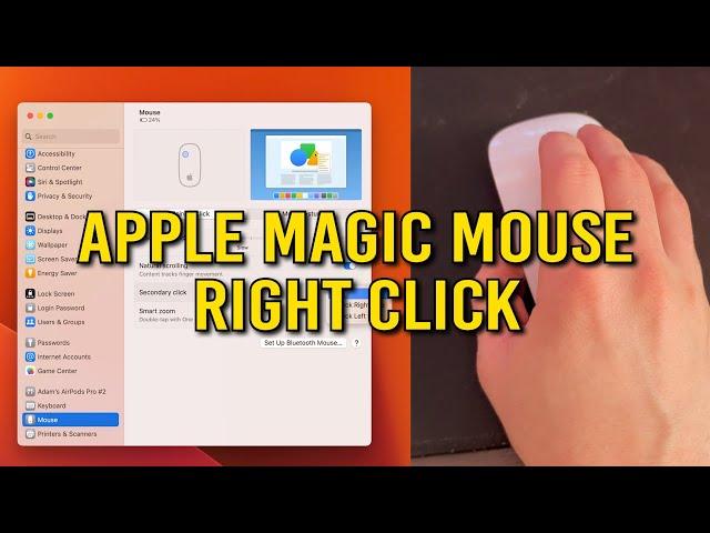 Turn on Right Click on Apple Magic Mouse Mac OS 13 Ventura