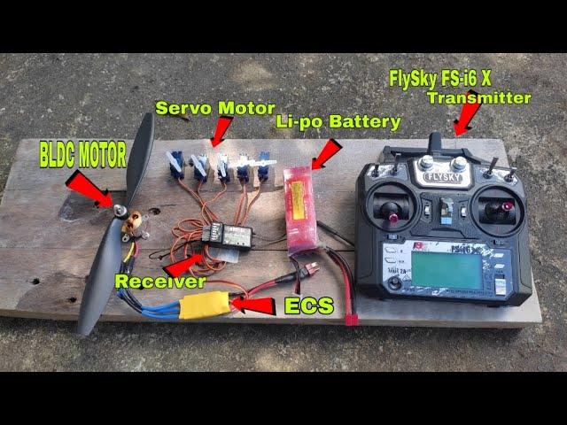 Easy way to assemble FlySky FS-i6 X  Radio Control System , SERVO , RECEIVER , LI-PO BATTERY ,BLDC