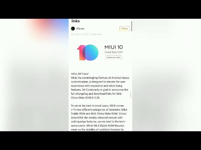 MIUI 10 Global Beta ROM 9.3.28: Full Changelog And Download Like
Available Description