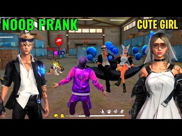 Noob Prank with Random Cute Girl  New Valentine Bundle NOOB PRANK  Garena Free Fire  Y GAMING