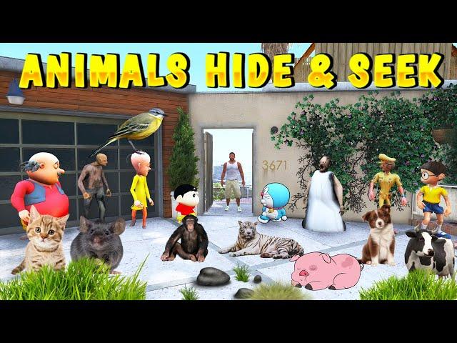 Shinchan Franklin and Chop Playing Animals Hide and Seek in GTA 5