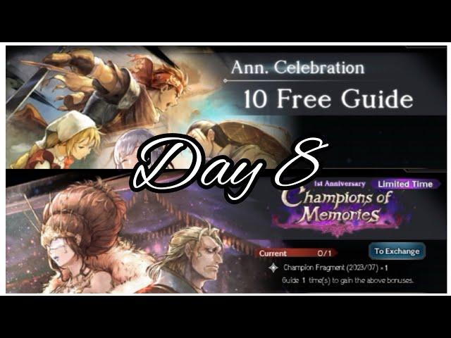 Octopath Traveler COTC 1st Anniversary Double Account Gacha Pull Day 8